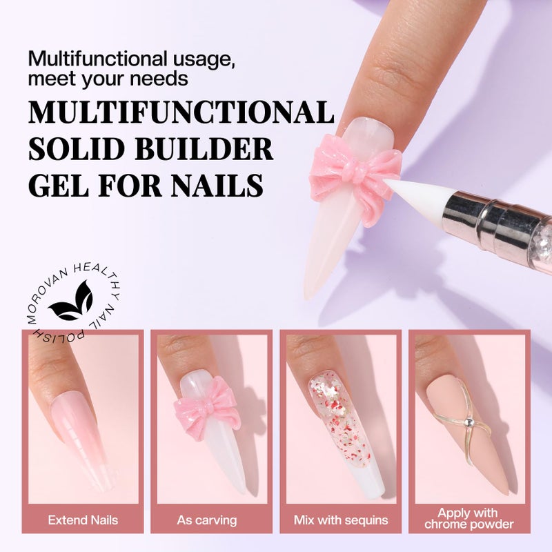 Morovan Solid Builder Gel Kit: 5 Color Series Builder Gel for Nails 3D Sculpting Carving Nail Art Non-Sticky Hard Gels for Nail Extension Manicure DIY at Home and Salon - Image 3